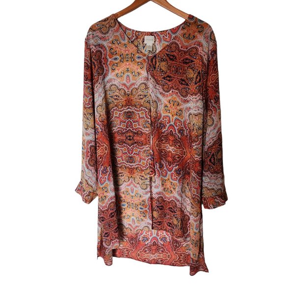Chico's Women’s‎ Paisley Tunic Top Boho Floral Mandala Blouse size XXL 20 22 - Picture 3 of 14